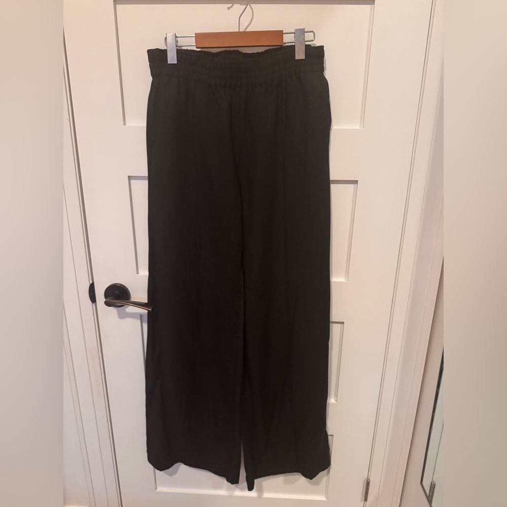 Paige Harper Elastic Waist Black High Rise Wide-Leg Pants